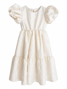 Trish Scully Child Ivory Floral Jacquard Puff Sleeve Party Dress NWT Size 5